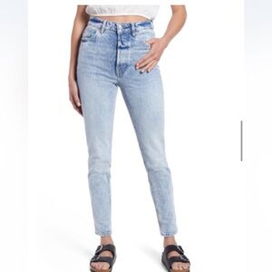 We The Free Zuri High Rise Ankle Mom Jeans Lived in Blue